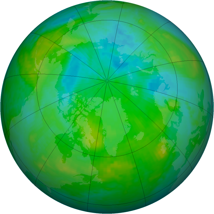 Arctic ozone map for 06 August 1986